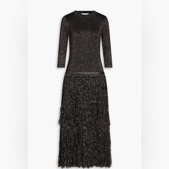 Zimmermann Fringed Metallic Jersey Midi Dress (size A 1) - Picture 3 of 4